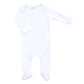 Solid Essentials Lap Footie - White with Light Blue Trim - Magnolia BabyFootie