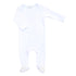 Solid Essentials Lap Footie - White with Light Blue Trim - Magnolia BabyFootie