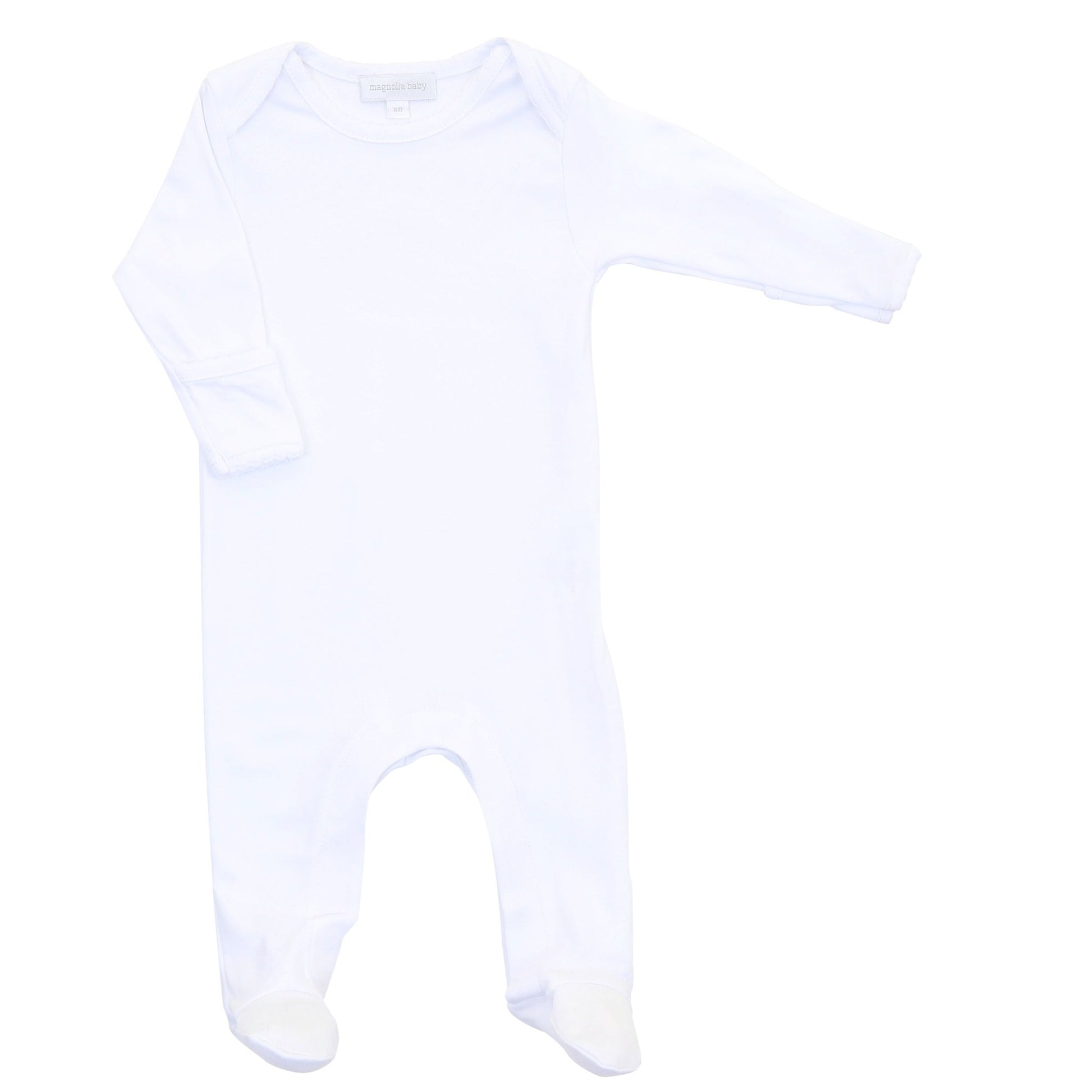Solid Essentials Lap Footie - White with White Trim - Magnolia BabyFootie