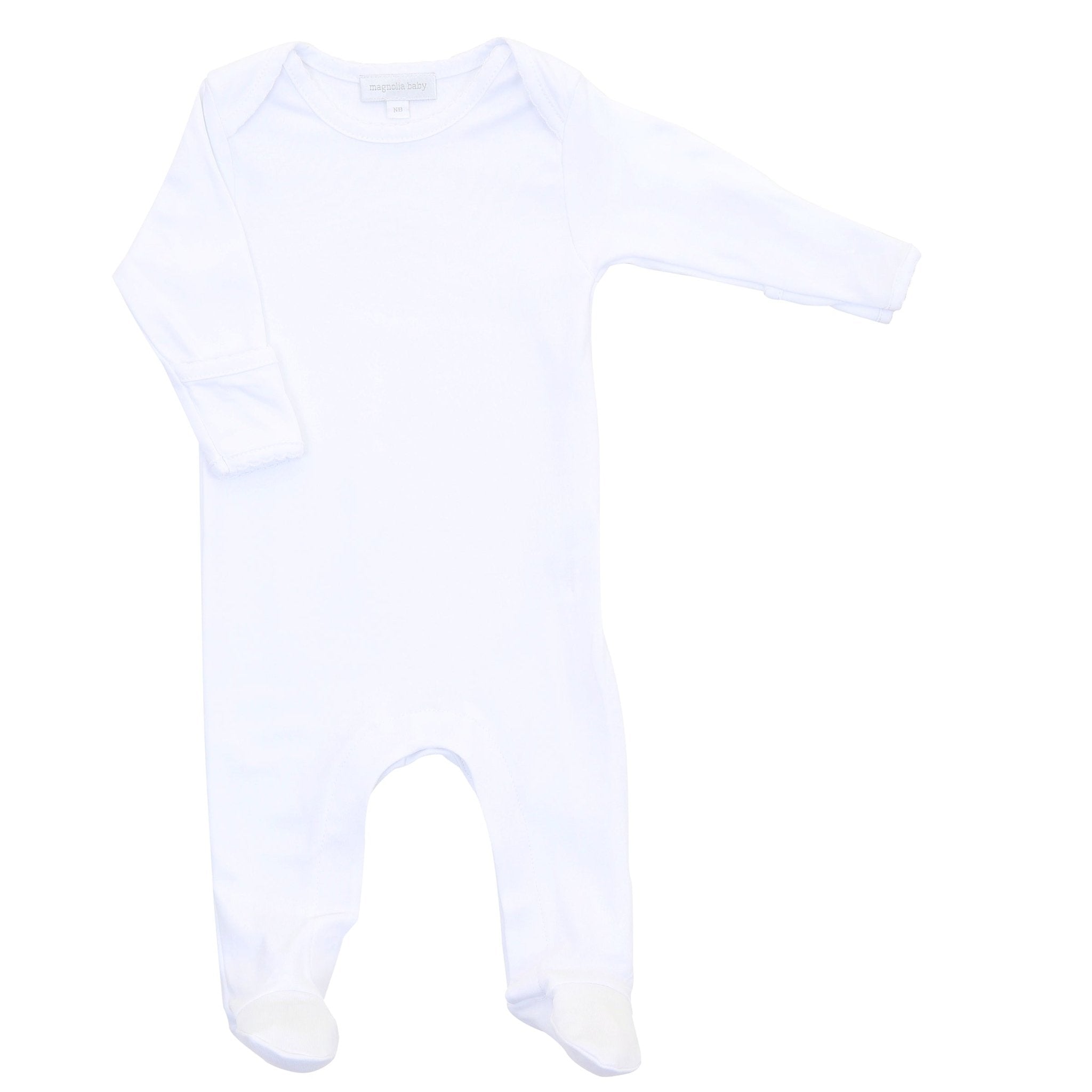 Solid Essentials Lap Footie - White with White Trim - Magnolia BabyFootie