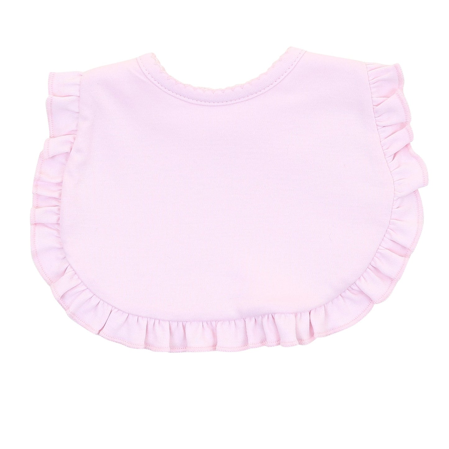 Solid Essentials Ruffle Bib - Pink with Pink Trim - Magnolia BabyBib
