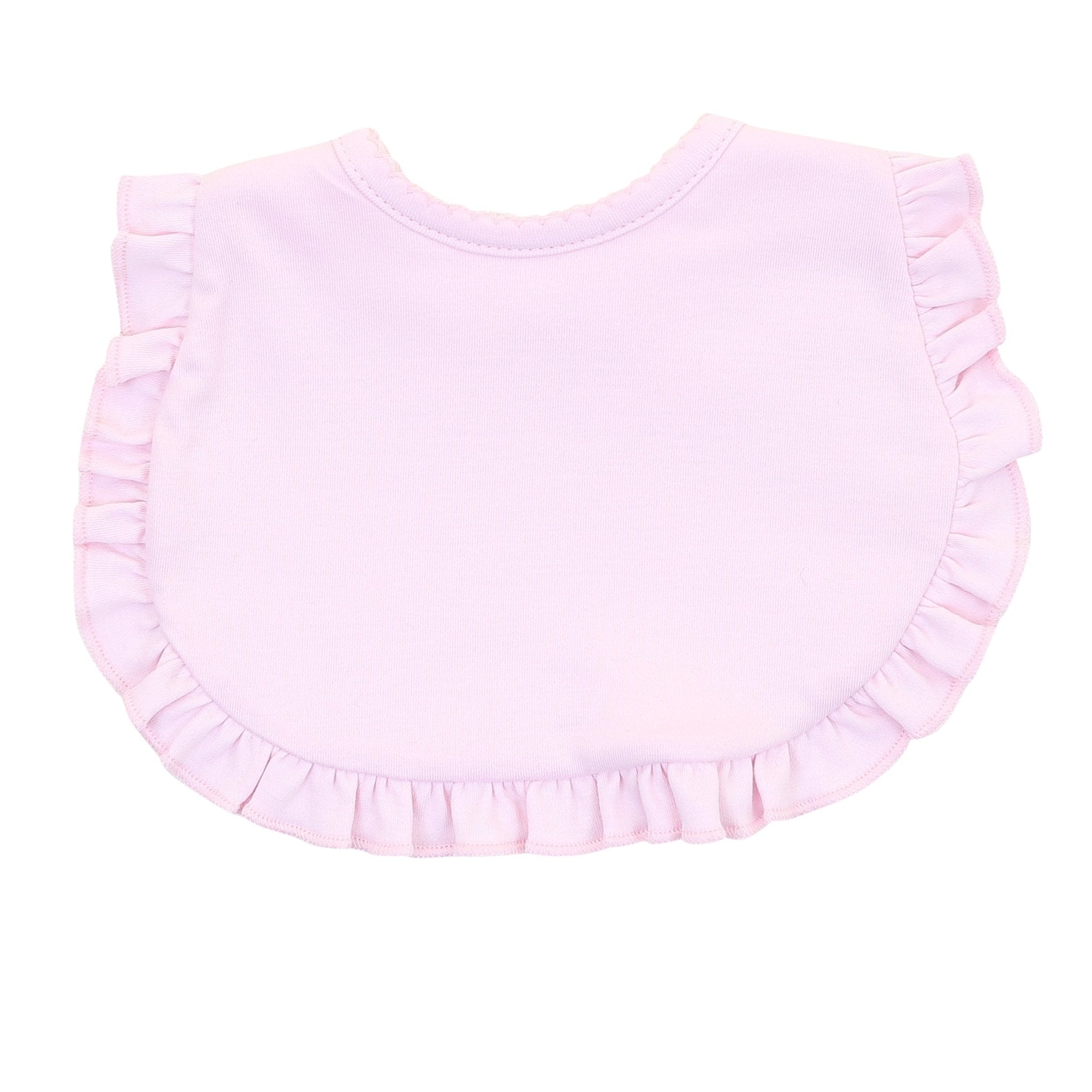 Solid Essentials Ruffle Bib - Pink with Pink Trim - Magnolia BabyBib
