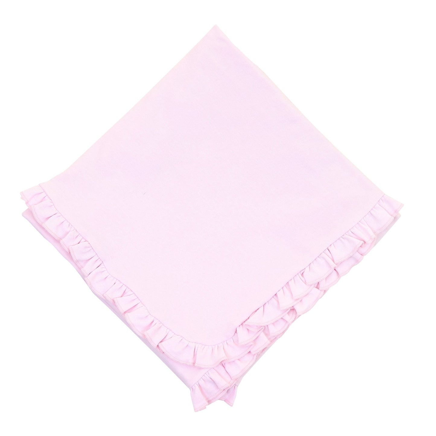 Solid Essentials Ruffle Blanket - Pink with Pink Trim - Magnolia BabyReceiving Blanket
