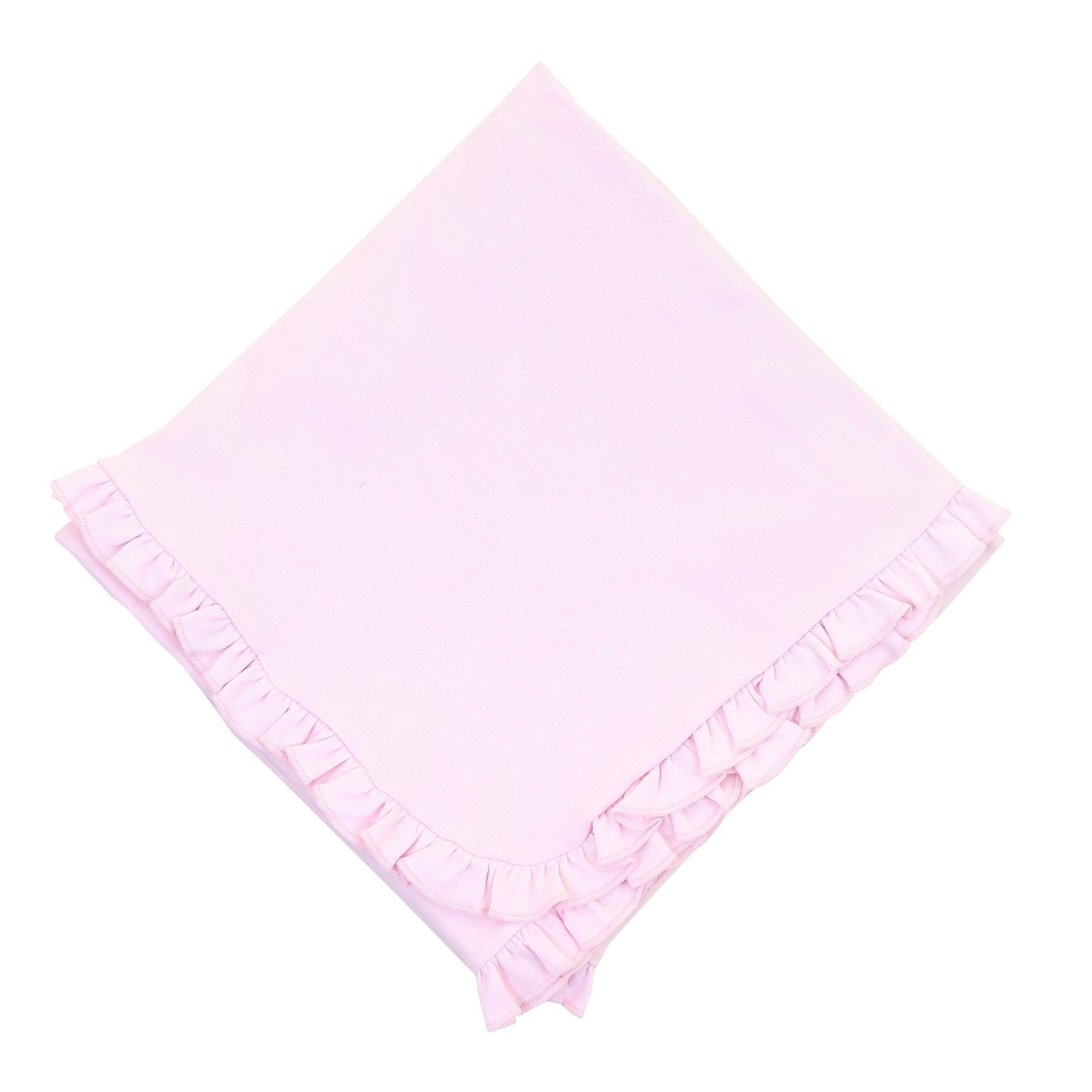 Solid Essentials Ruffle Blanket - Pink with Pink Trim - Magnolia BabyReceiving Blanket
