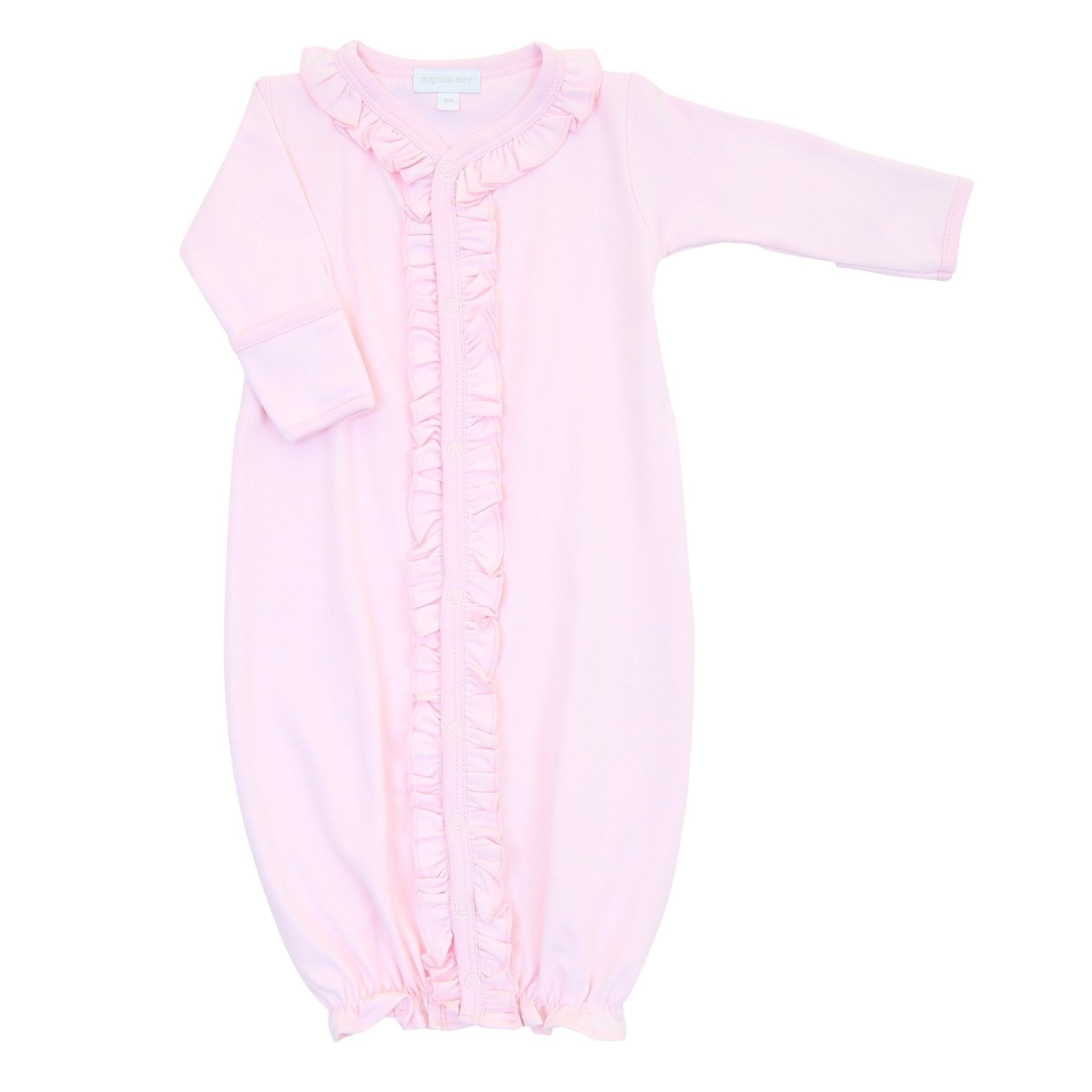 Solid Essentials Ruffle Converter - Pink with Pink Trim - Magnolia BabyConverter Gown