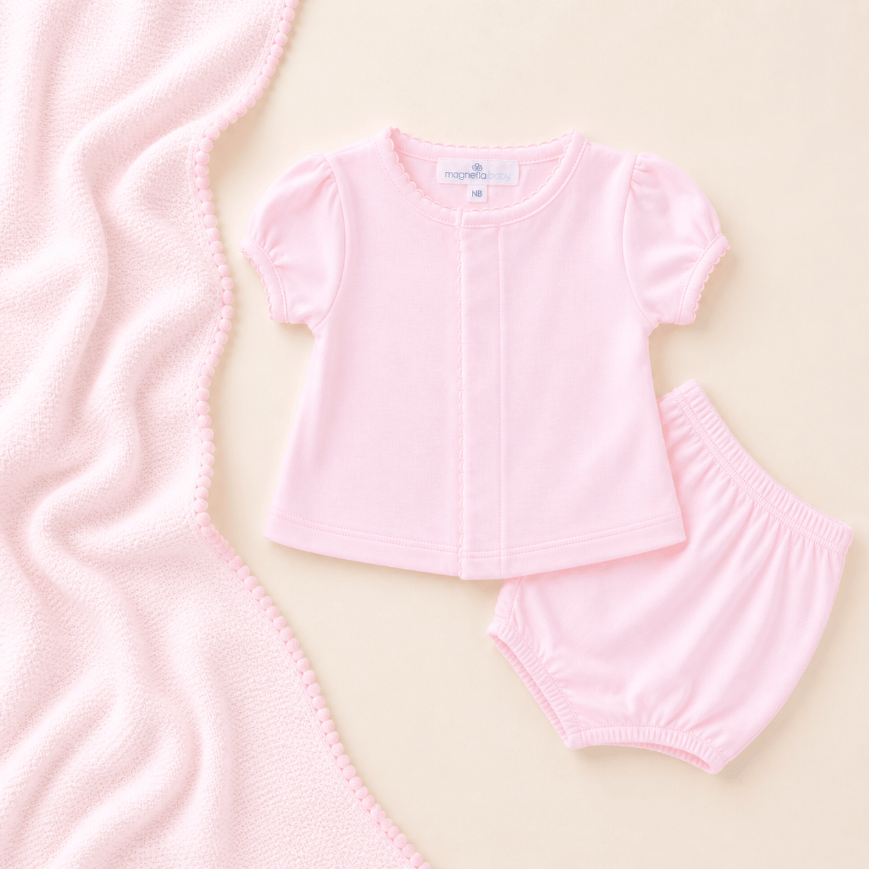 Solid Essentials Ruffle Diaper Cover Set - Pink - Magnolia BabyDiaper Cover