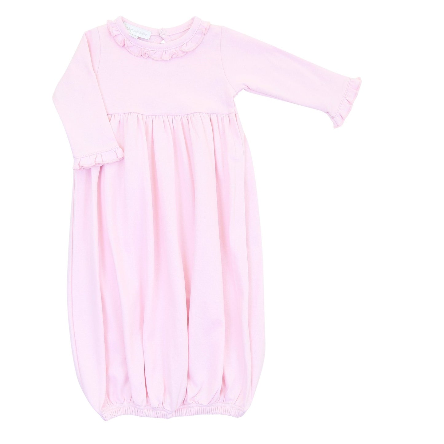 Magnolia Baby_Solid Essentials Ruffle Gathered Gown - Pink with Pink Trim_1