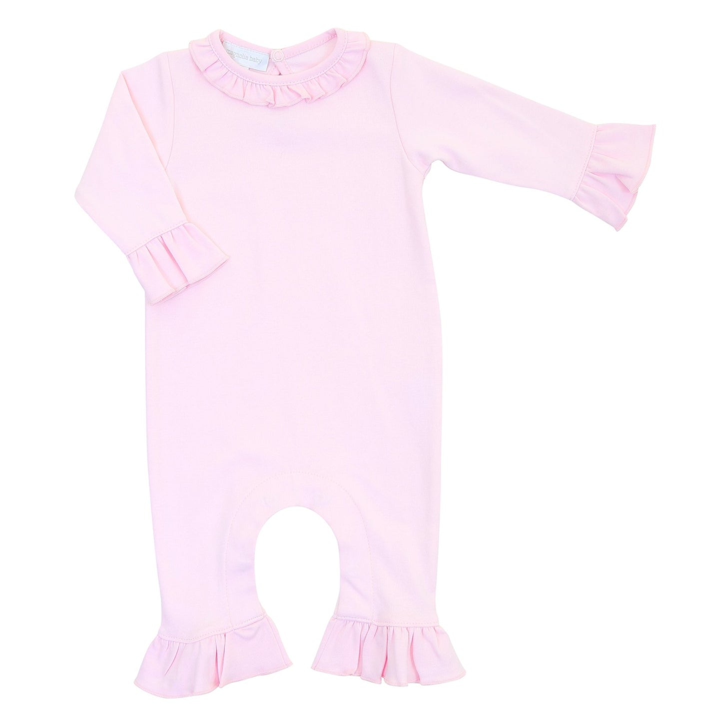 Solid Essentials Ruffle Playsuit - Pink with Pink Trim - Magnolia BabyPlaysuit