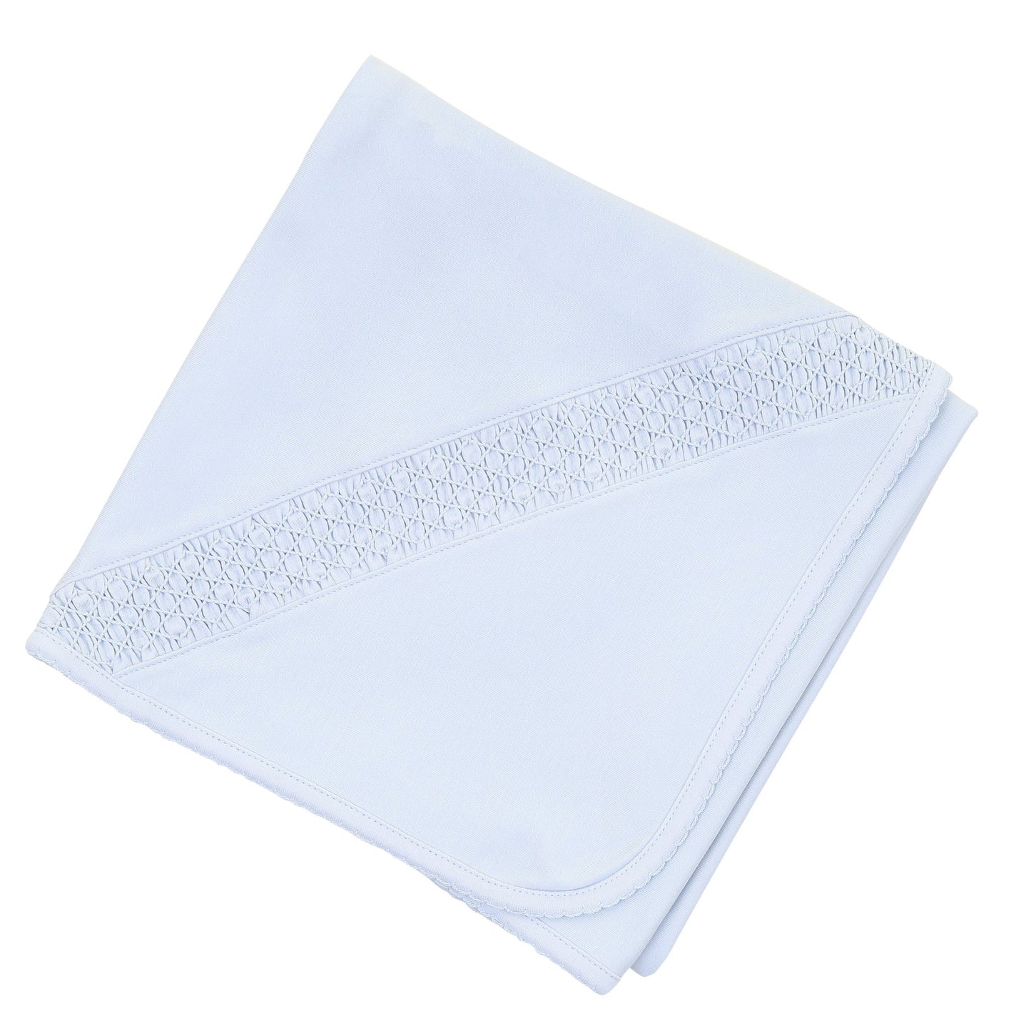 Magnolia Baby_Solid Essentials Smocked Blanket - Light Blue with Light Blue Trim_1