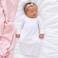 Solid Essentials White Lap Gown with Pink Trim - Magnolia BabyGown