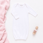Solid Essentials White Lap Gown with Pink Trim - Magnolia BabyGown