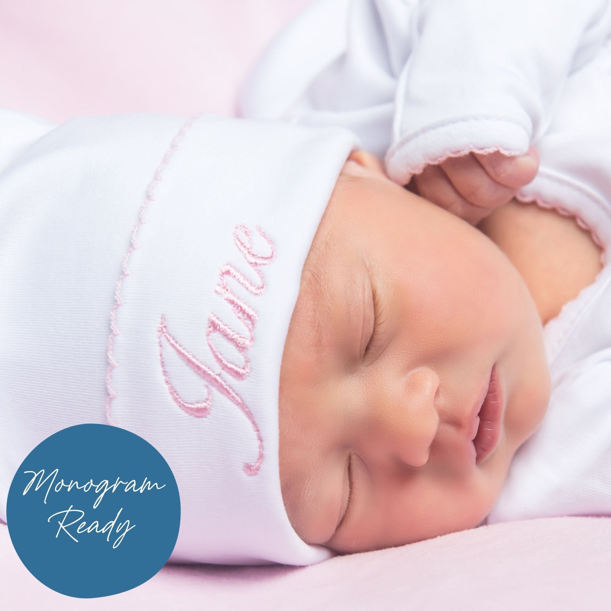 Solid Essentials White Pink Hat - Magnolia BabyHat