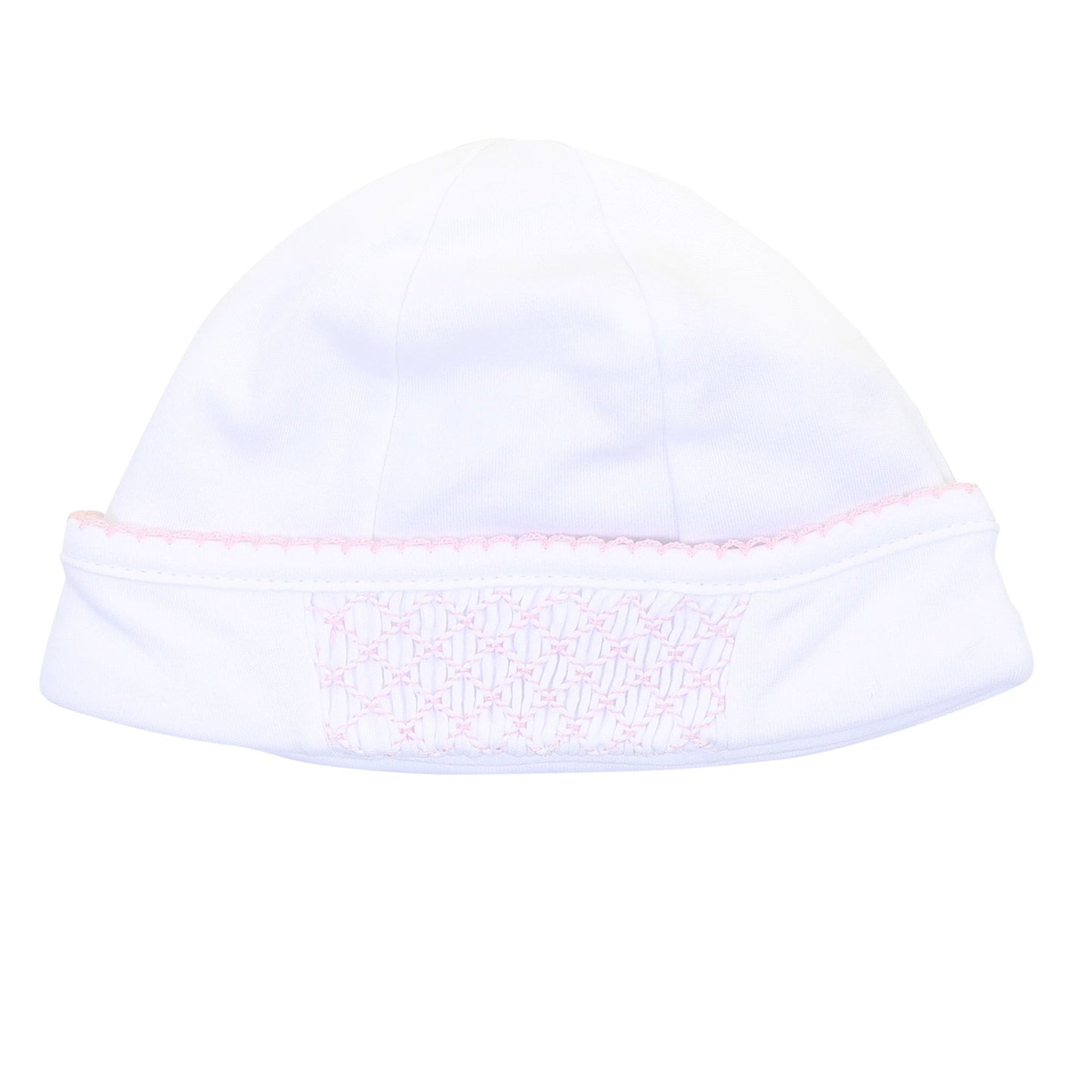 Solid Essentials White Pink Smocked Hat - Magnolia BabyHat