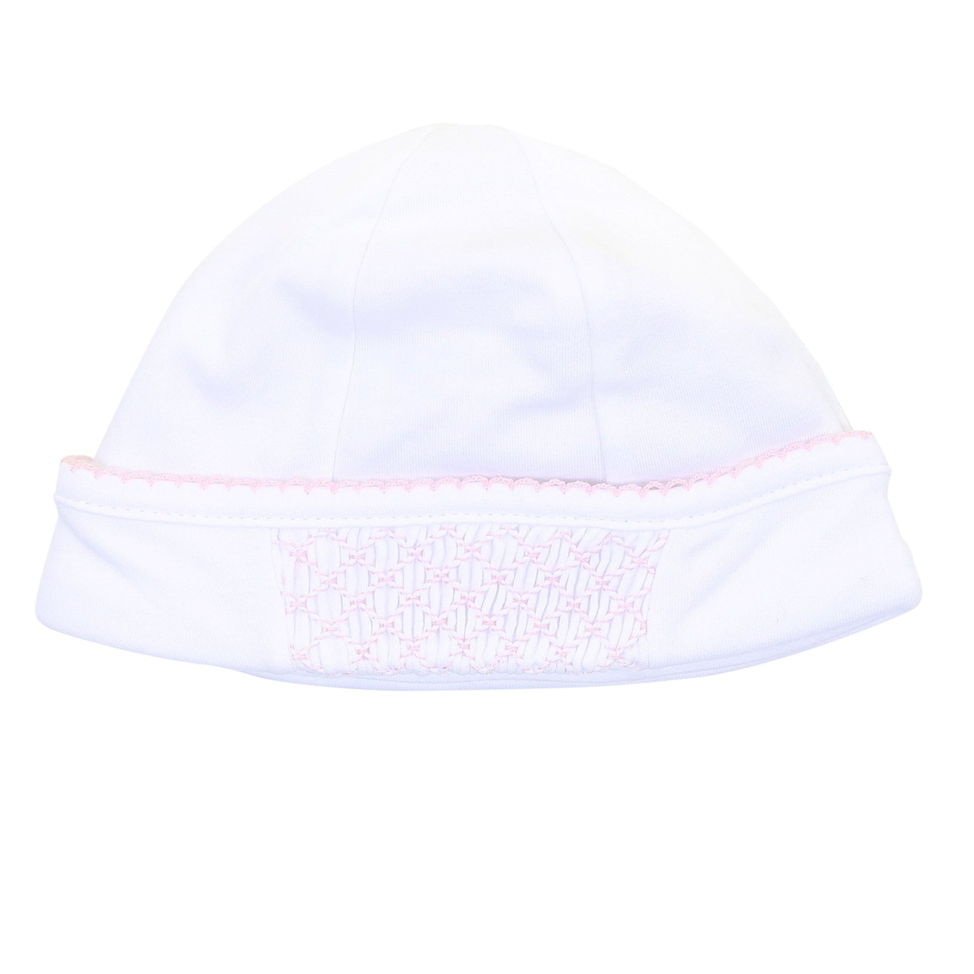 Solid Essentials White Pink Smocked Hat - Magnolia BabyHat