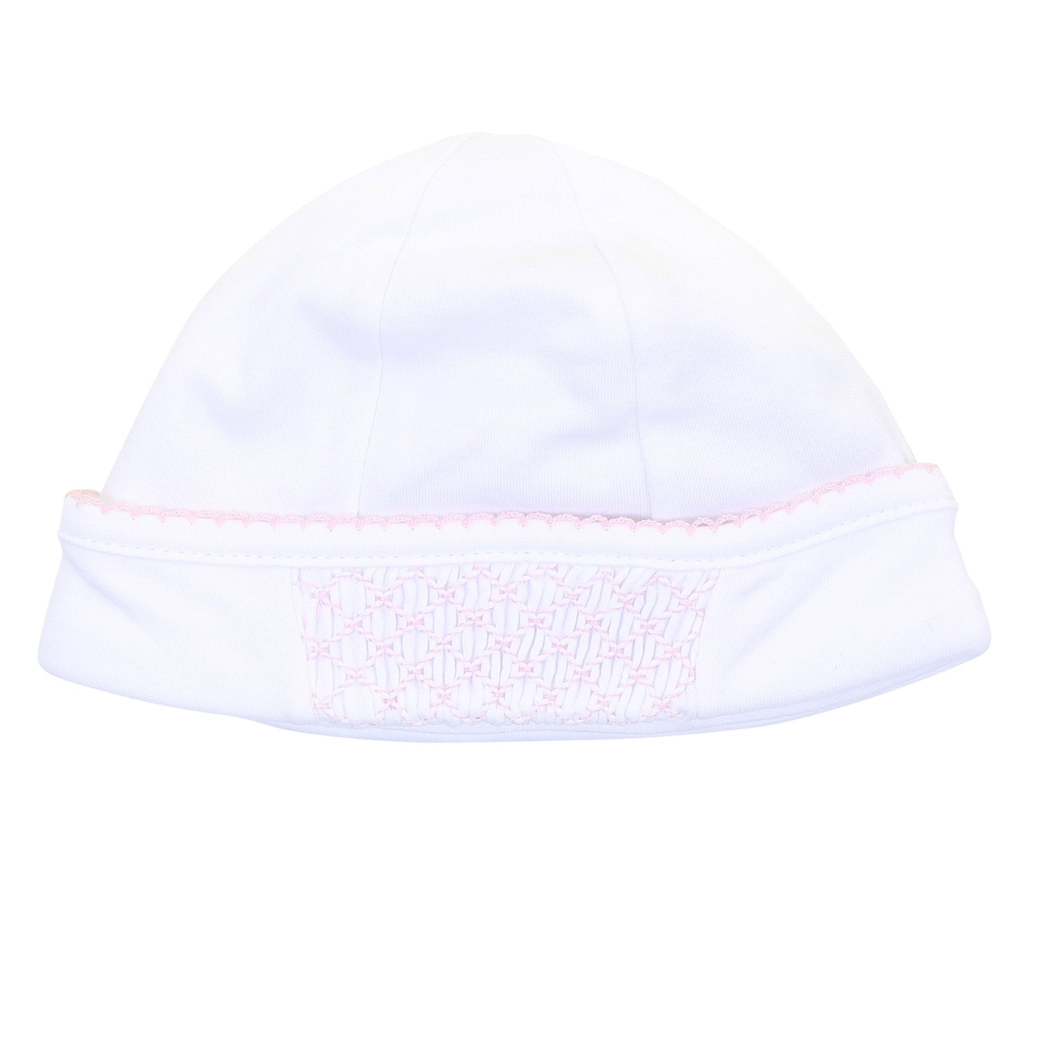 Solid Essentials White Pink Smocked Hat - Magnolia BabyHat