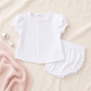 Solid Essentials White Ruffle Diaper Cover Set with Pink Trim - Magnolia BabyDiaper Cover
