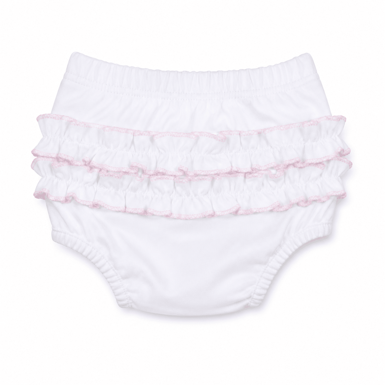 Solid Essentials White Ruffle Diaper Cover Set with Pink Trim - Magnolia BabyDiaper Cover