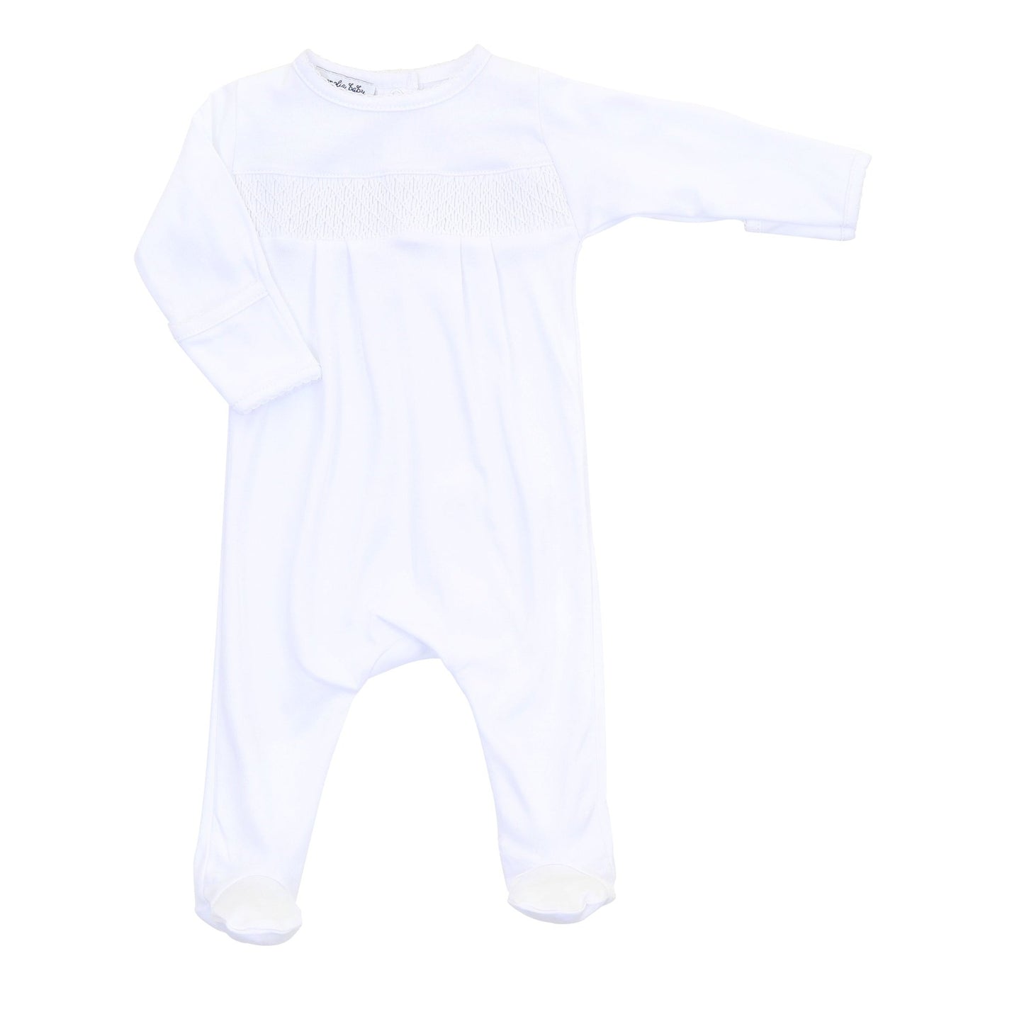 Solid Essentials White Smocked Footie - Magnolia BabyFootie