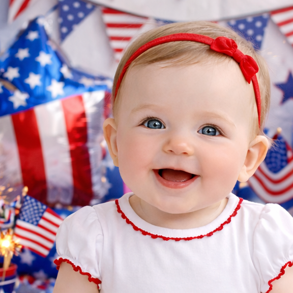 Sophia Baby Headband with Bow - Red - Magnolia BabyHeadband