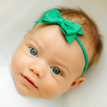  Sophia Baby Headband with Grosgrain Bow - Emerald - Magnolia BabyHeadband