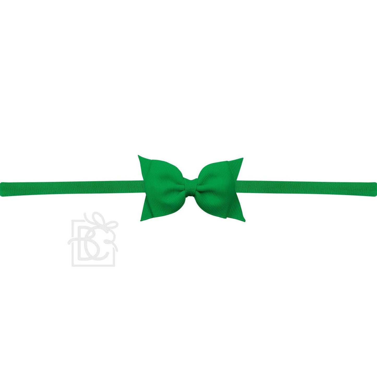 Sophia Baby Headband with Grosgrain Bow - Emerald - Magnolia BabyHeadband