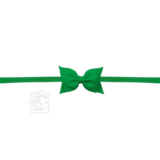 Sophia Baby Headband with Grosgrain Bow - Emerald - Magnolia BabyHeadband