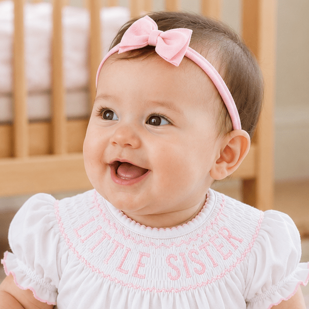 Sophia Baby Headband with Grosgrain Bow - Pink - Magnolia BabyHeadband