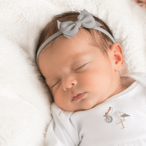 Sophia Headband with Grosgrain Bow - Grey - Magnolia BabyHeadband
