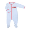 Sound the Alarm Applique Blue Footie - Magnolia BabyFootie