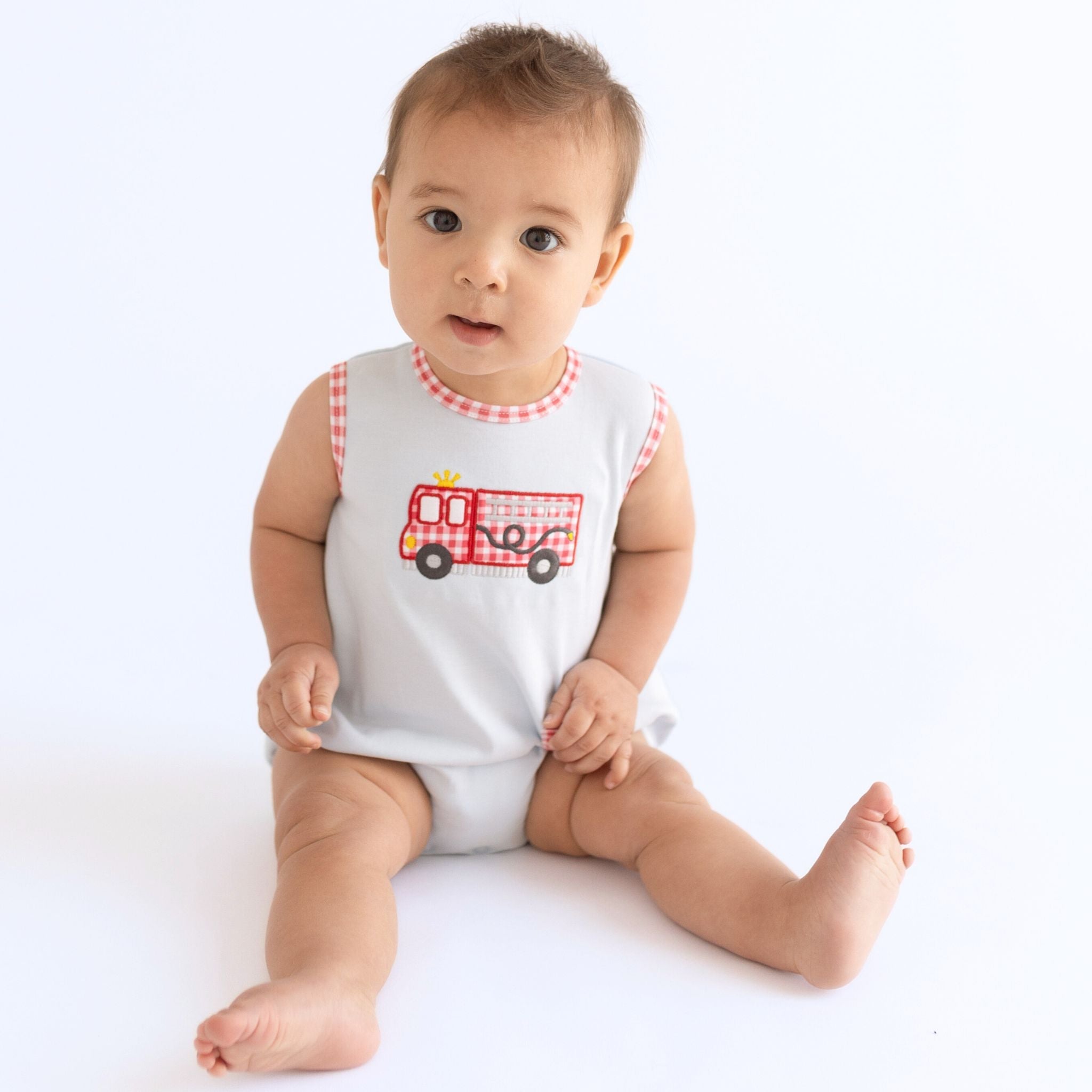 Sound the Alarm Applique Sleeveless Bubble - Magnolia BabyBubble