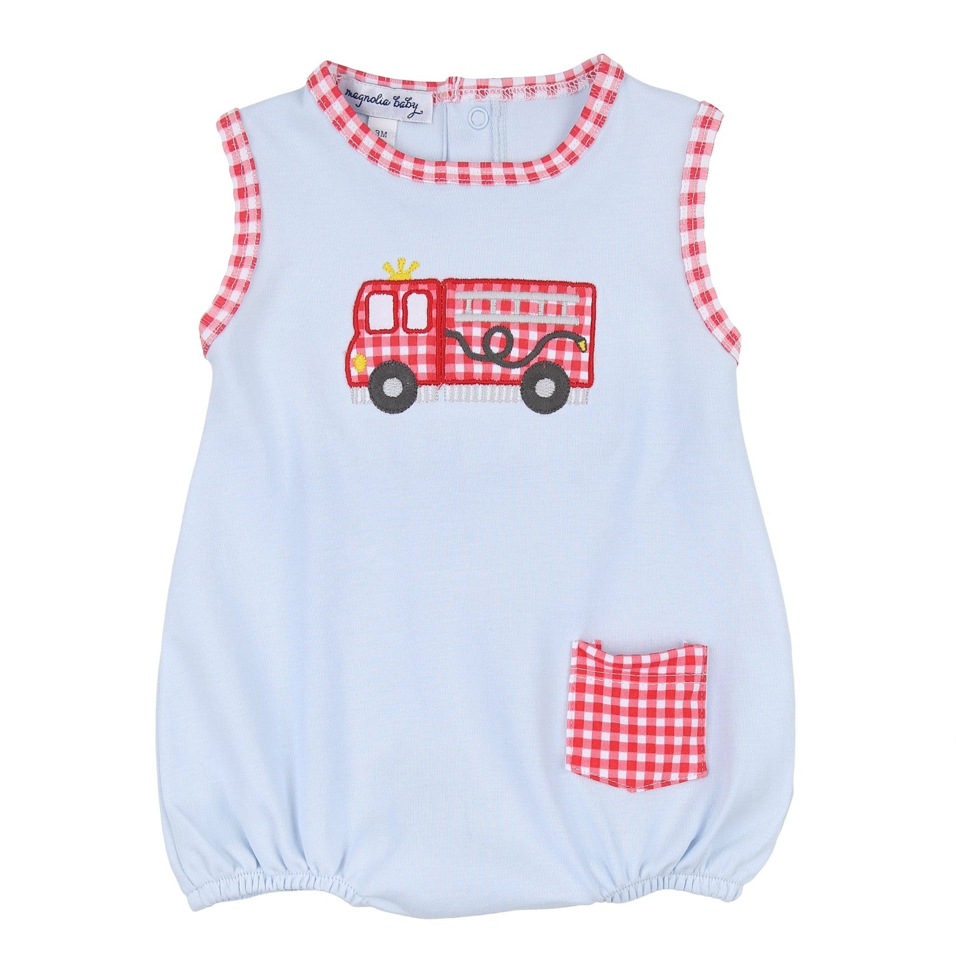 Sound the Alarm Applique Sleeveless Bubble - Magnolia BabyBubble
