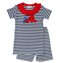  Stars, Stripes and Bows Applique Ruffle Short Pajama - Magnolia BabyShort Pajamas