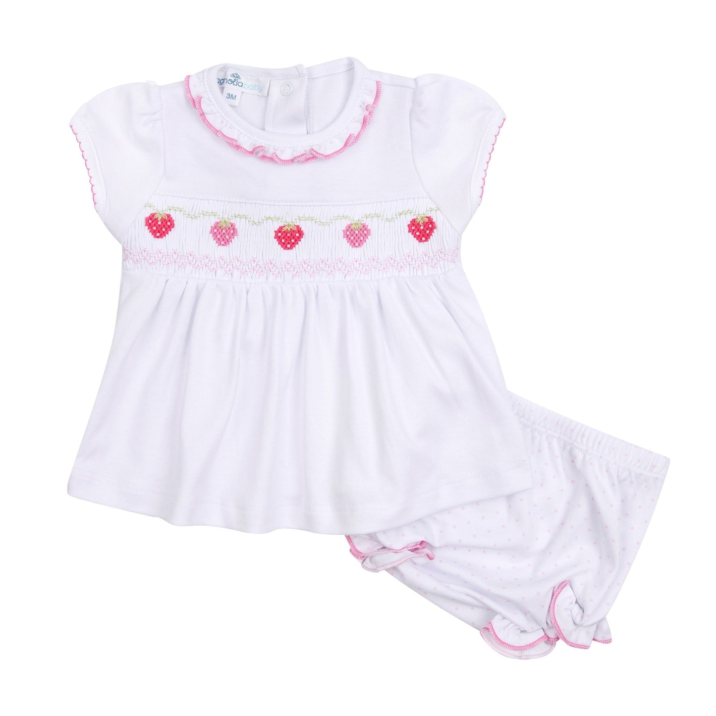 Strawberry Patch Smocked Diaper Cover Set - Magnolia BabyDiaper Cover