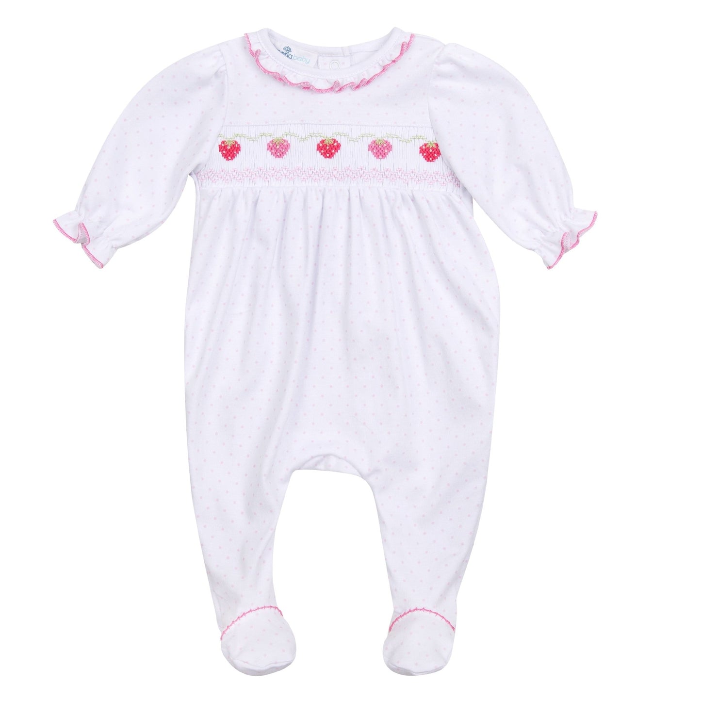 Strawberry Patch Smocked Footie - Magnolia BabyFootie