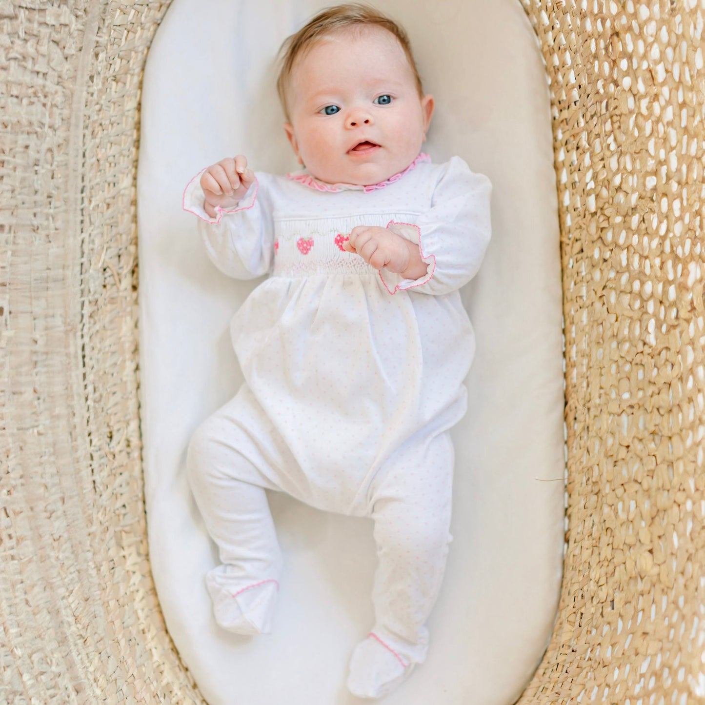 Strawberry Patch Smocked Footie - Magnolia BabyFootie