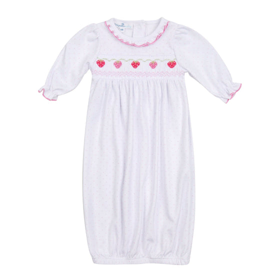 Strawberry Patch Smocked Gathered Gown - Magnolia BabyGown
