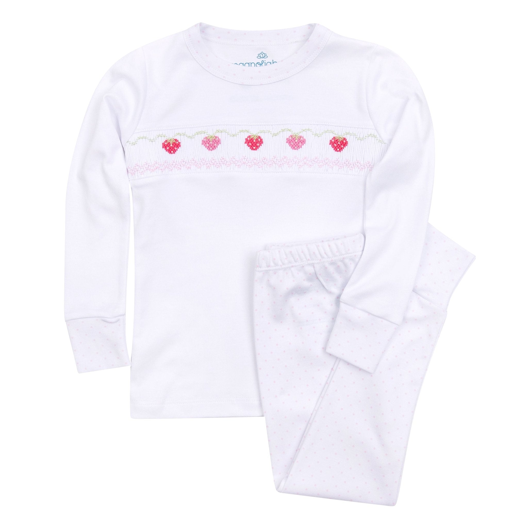 Strawberry Patch Smocked Long Pajamas - Magnolia BabyLong Pajamas