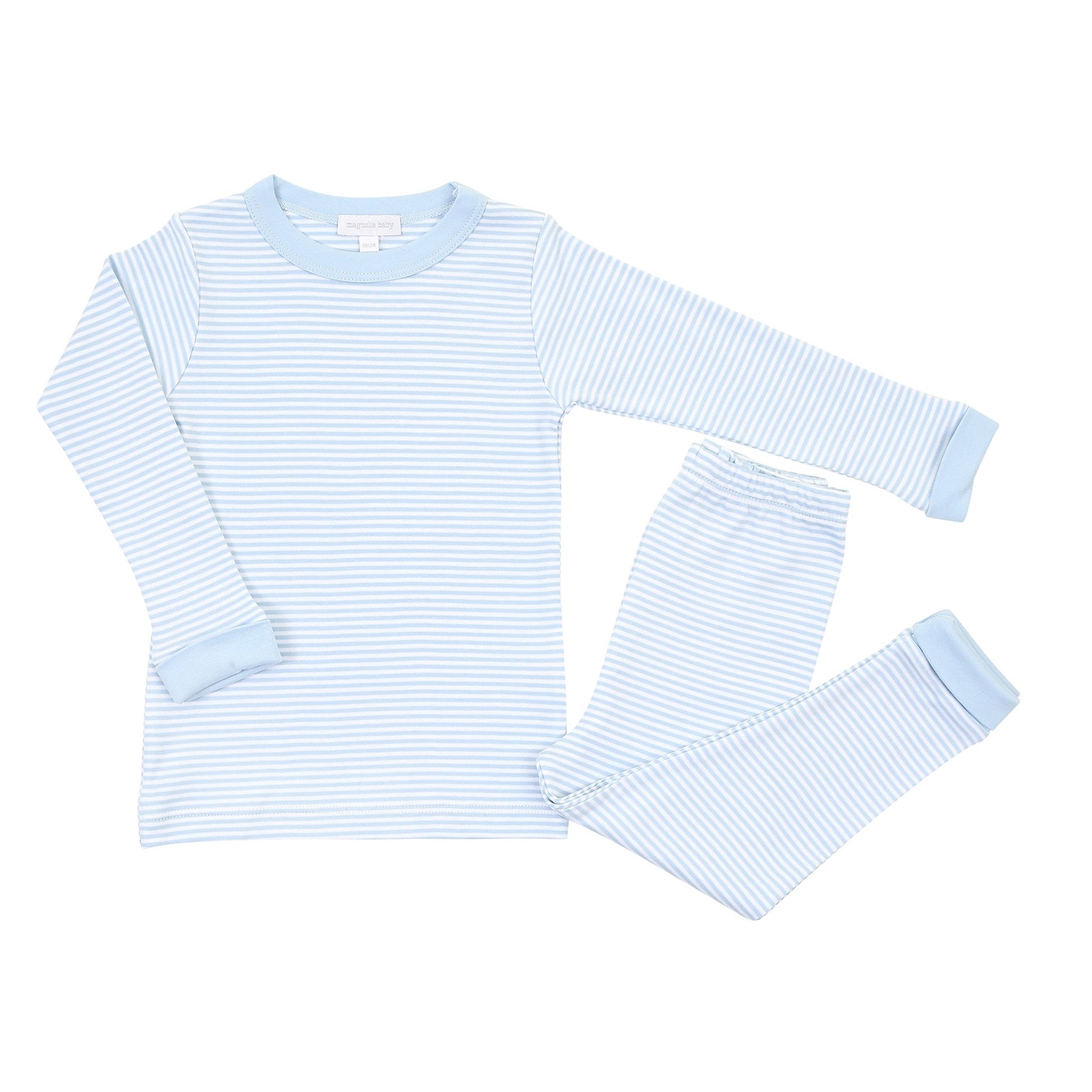 Striped Blue Long Pajamas - Magnolia BabyLong Pajamas