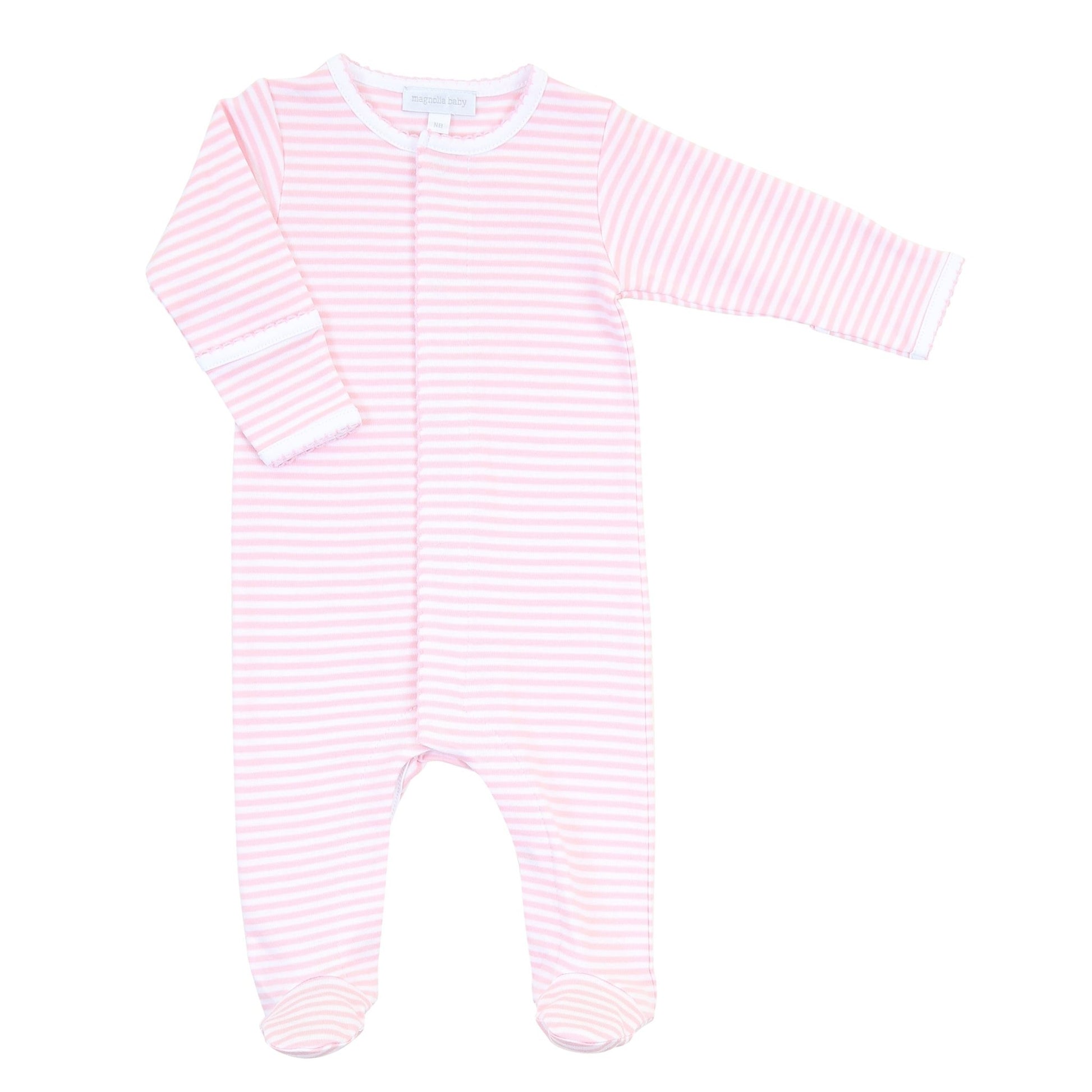 Striped Footie - Pink - Magnolia BabyFootie