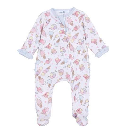 Sundae Funday Ruffle Zip Footie - Magnolia BabyFootie