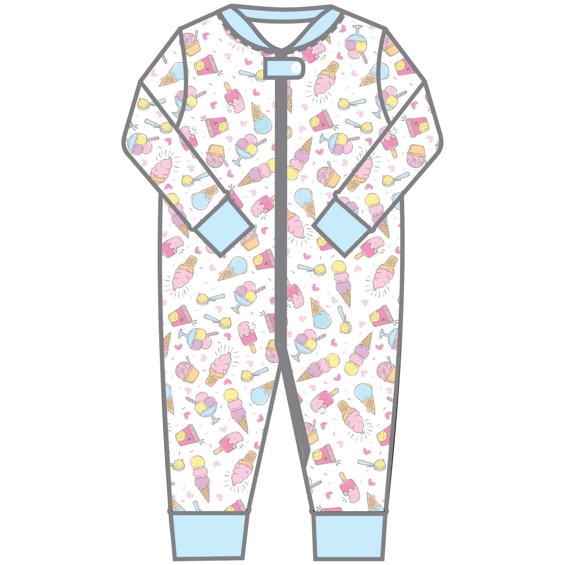Sundae Funday Zip Pajamas - Magnolia BabyZipper Pajamas