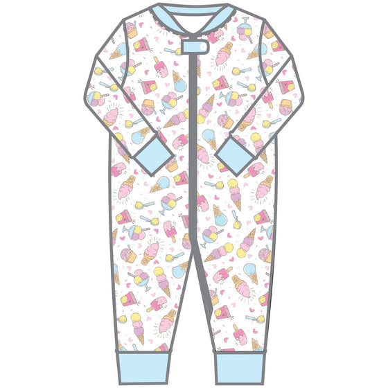 Sundae Funday Zip Pajamas - Magnolia BabyZipper Pajamas