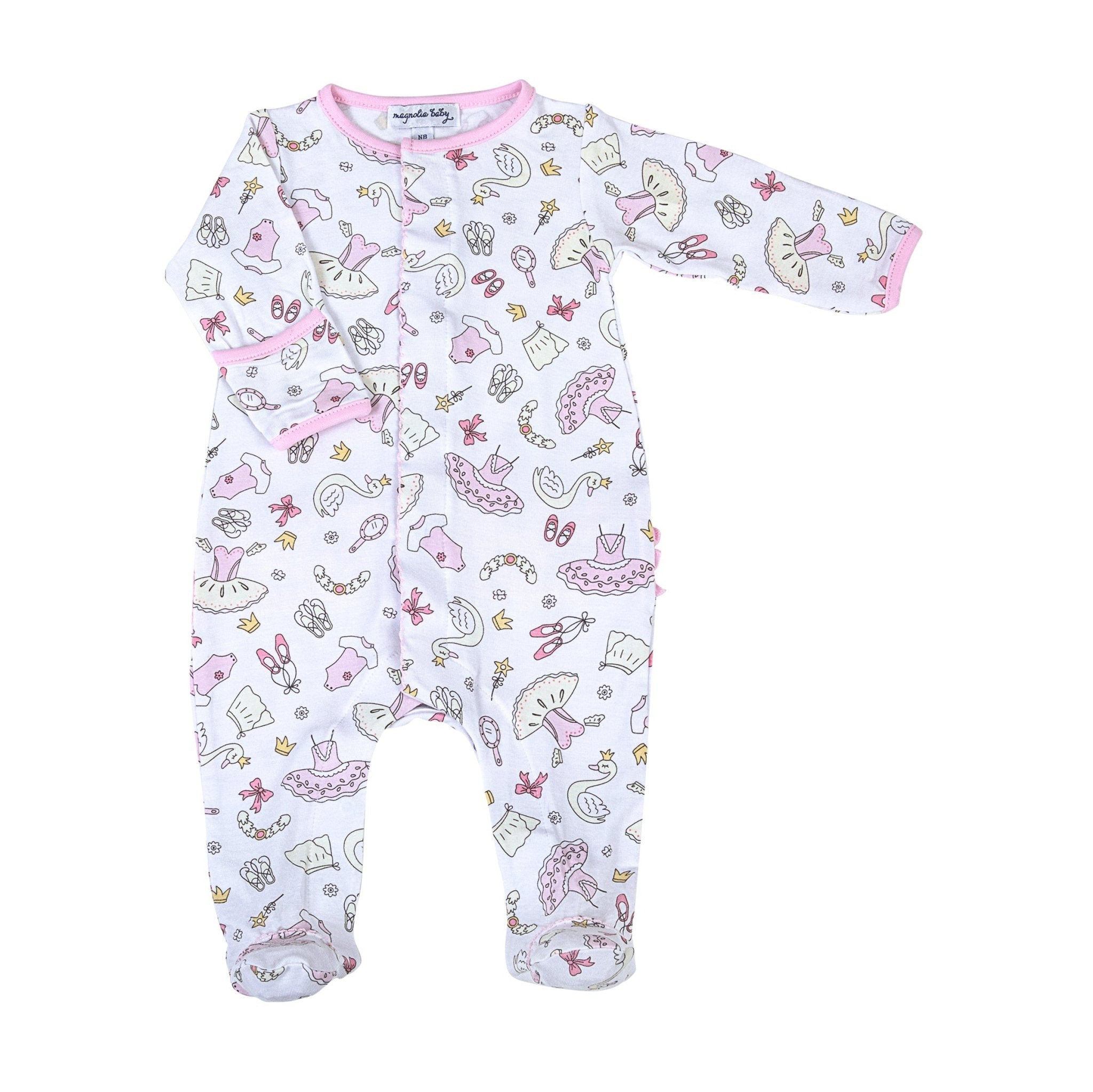 Swan Lake Ruffle Footie - Magnolia BabyFootie