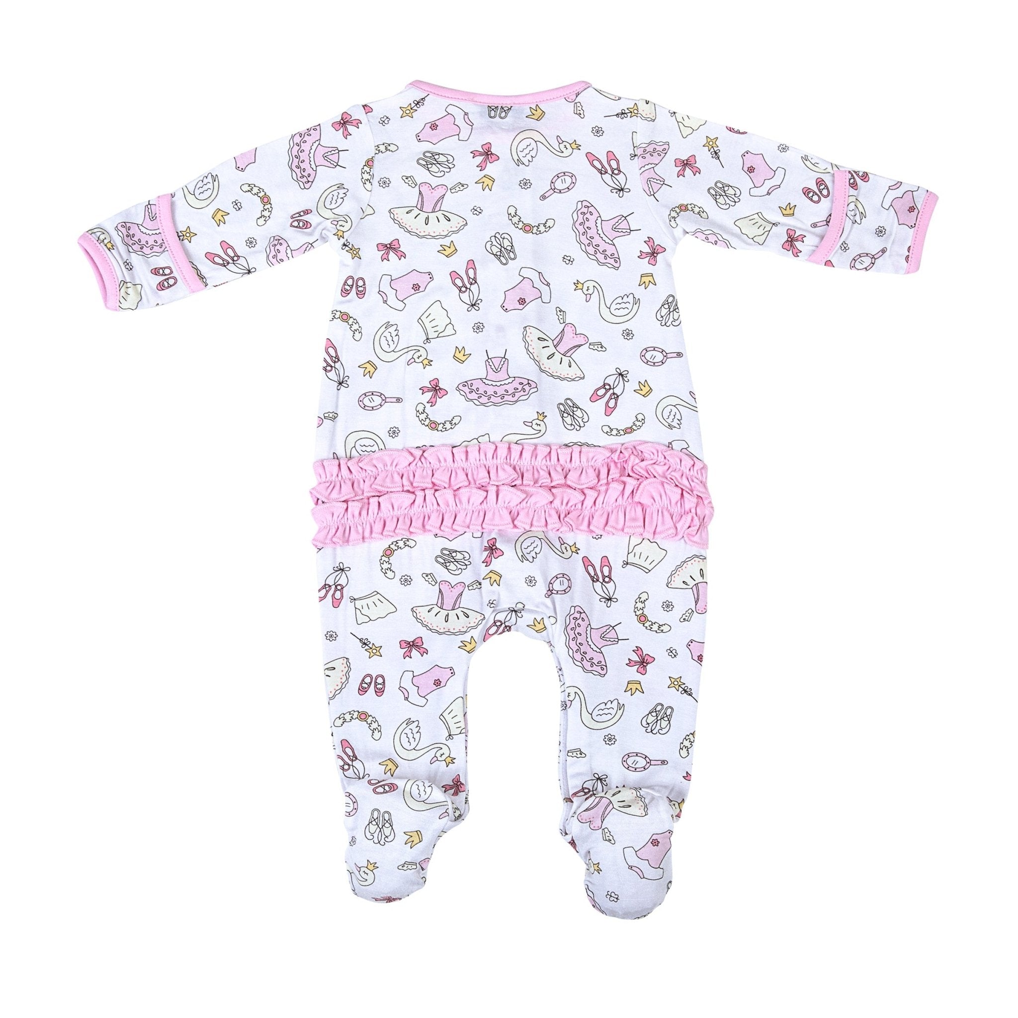 Swan Lake Ruffle Footie - Magnolia BabyFootie