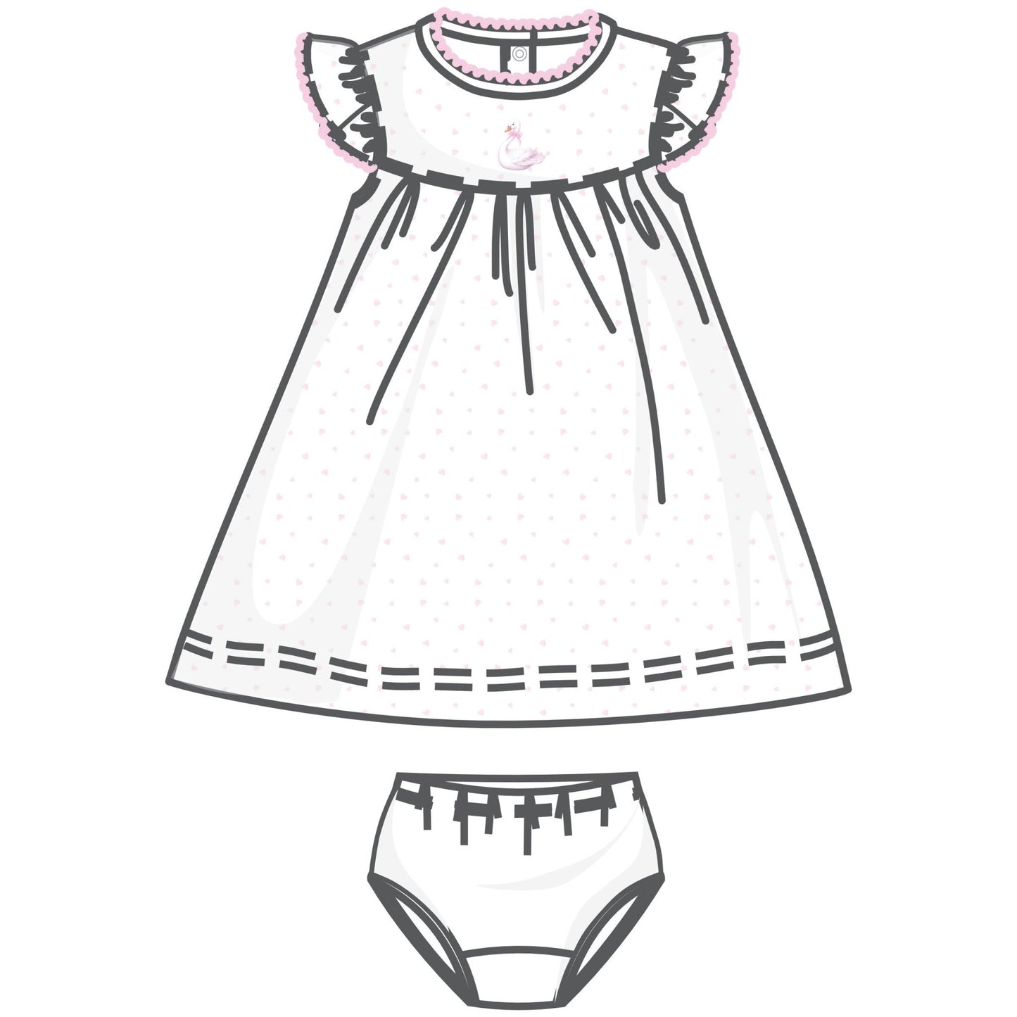 Swan Serenade Embroidered Dress - Magnolia BabyDress