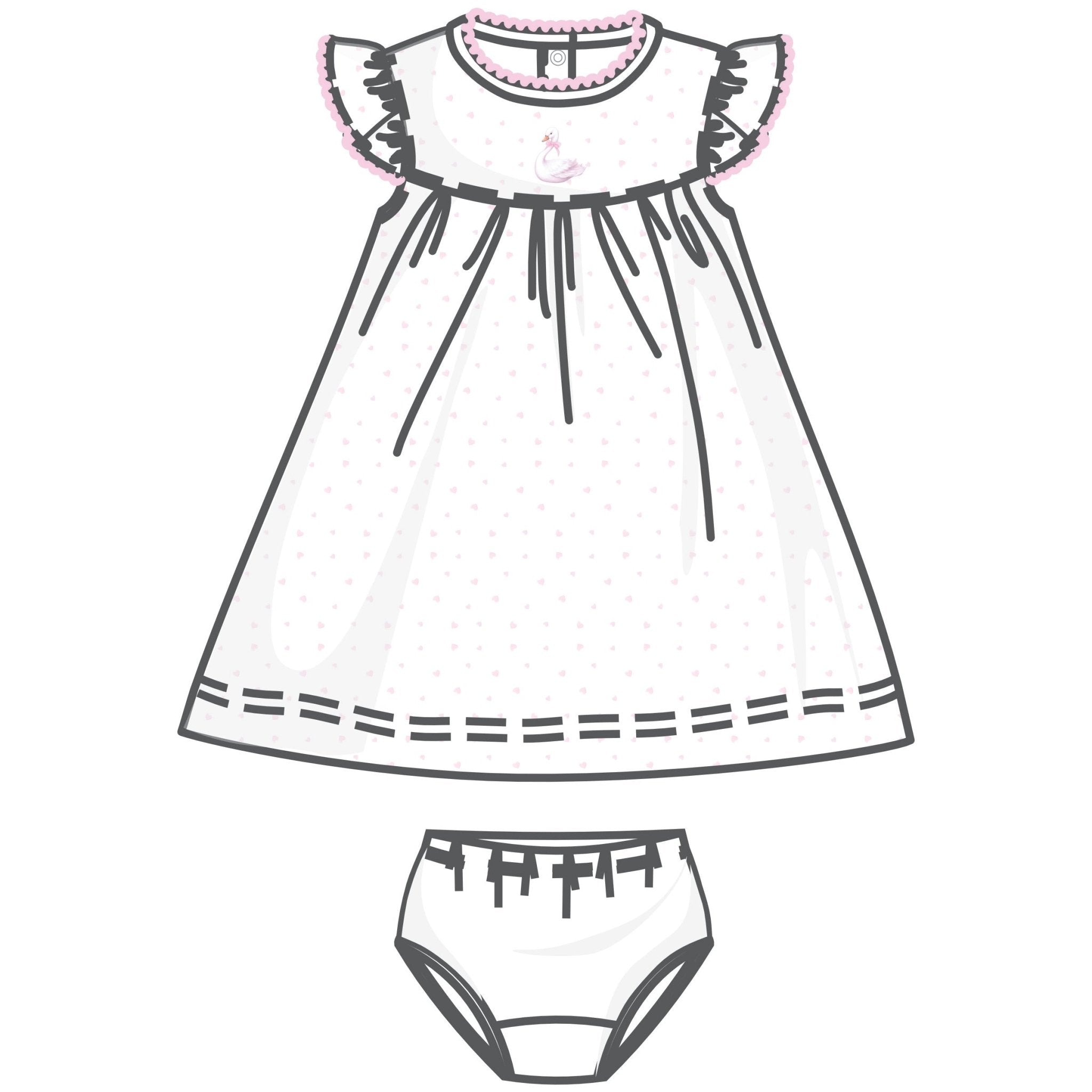 Swan Serenade Embroidered Dress - Magnolia BabyDress