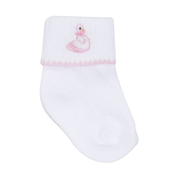 Swan Serenade Embroidered Socks - Magnolia BabySocks