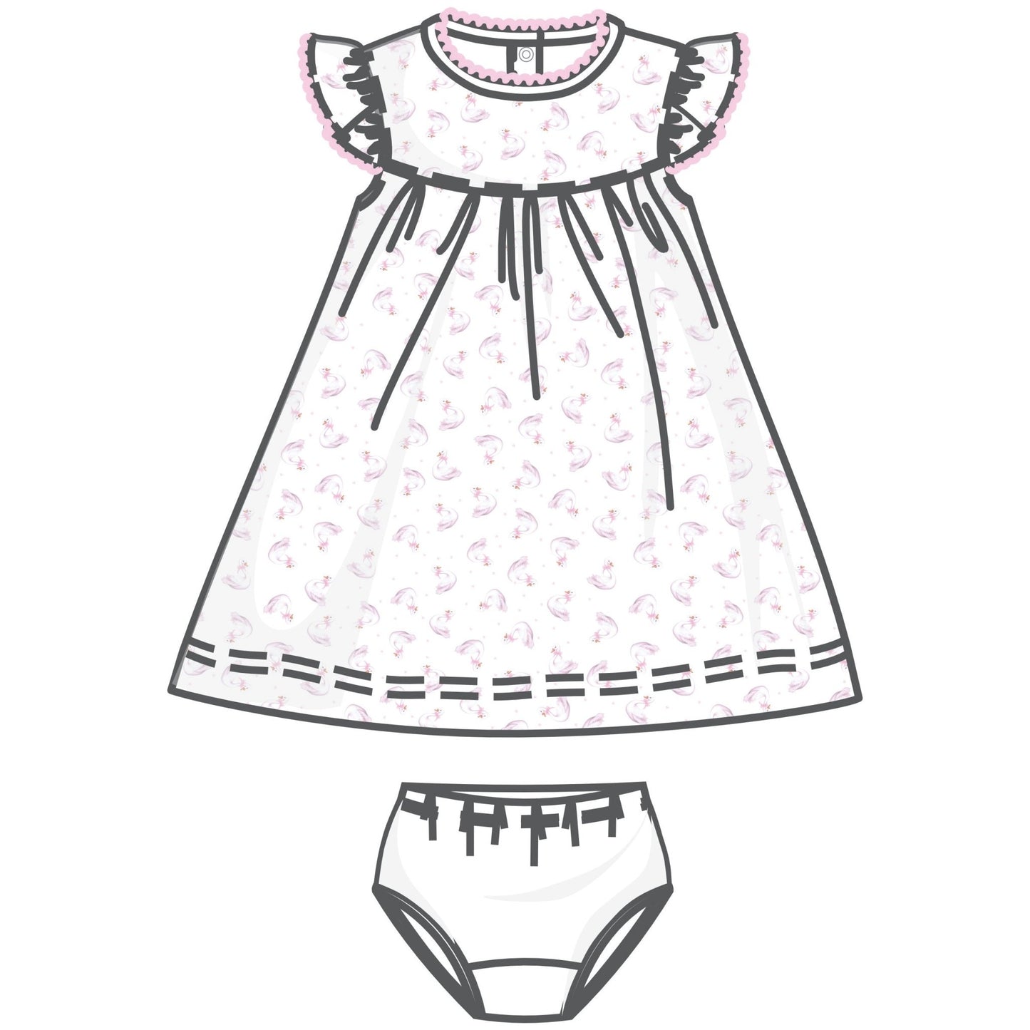 Swan Serenade Print Dress - Magnolia BabyDress