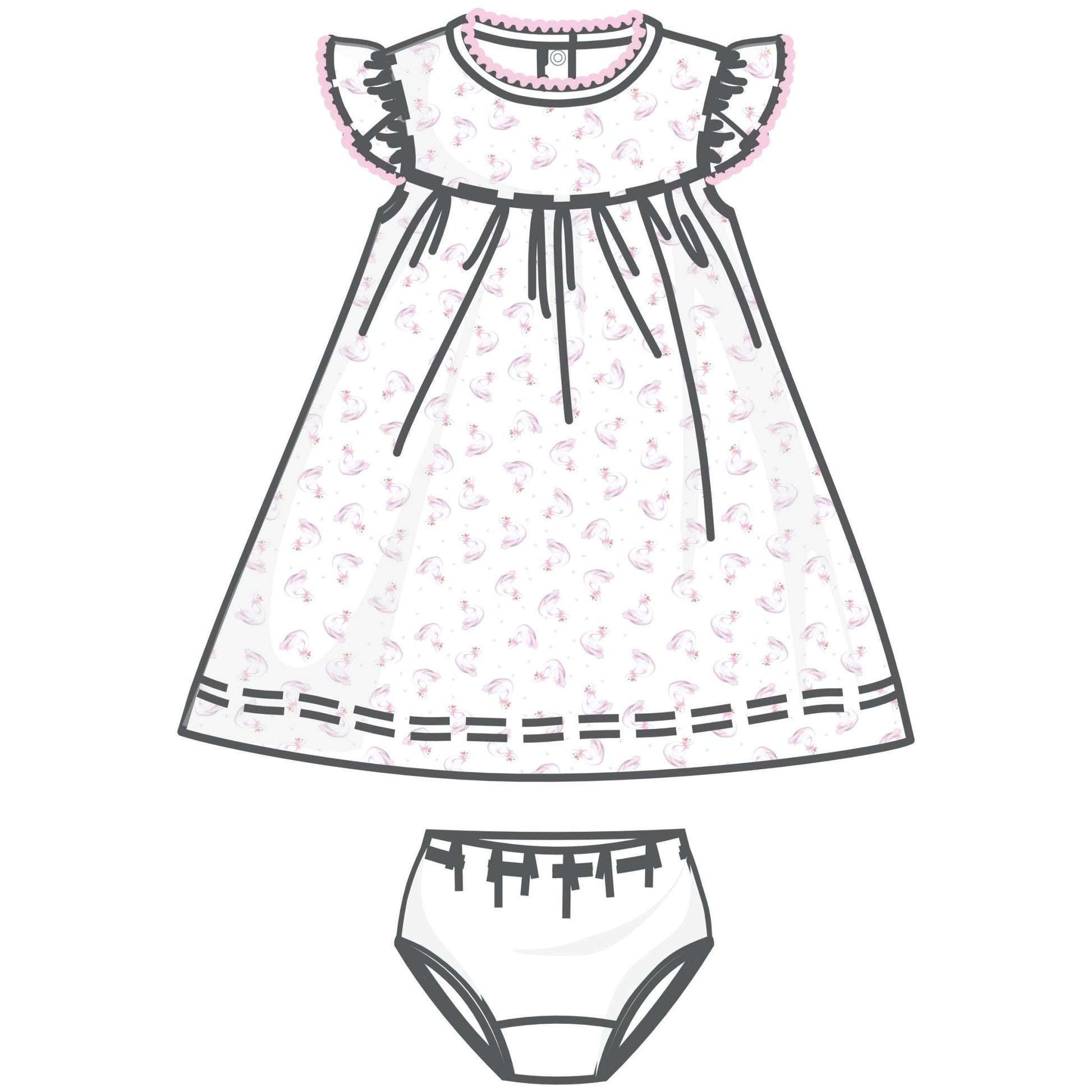 Swan Serenade Print Dress - Magnolia BabyDress