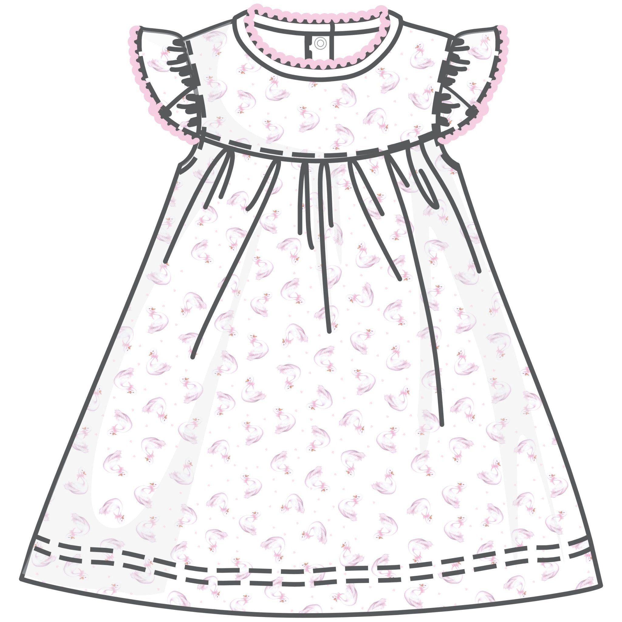 Swan Serenade Print Dress - Magnolia BabyDress